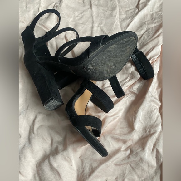 Bamboo Women’s Sandals Black with straps and 4” heel - Picture 2 of 5